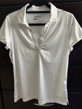Nike Dry fit Women's White Short-Sleeve Button-Down Golf Polo